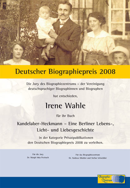 Urkunde - Deutscher Biographiepreis 2008